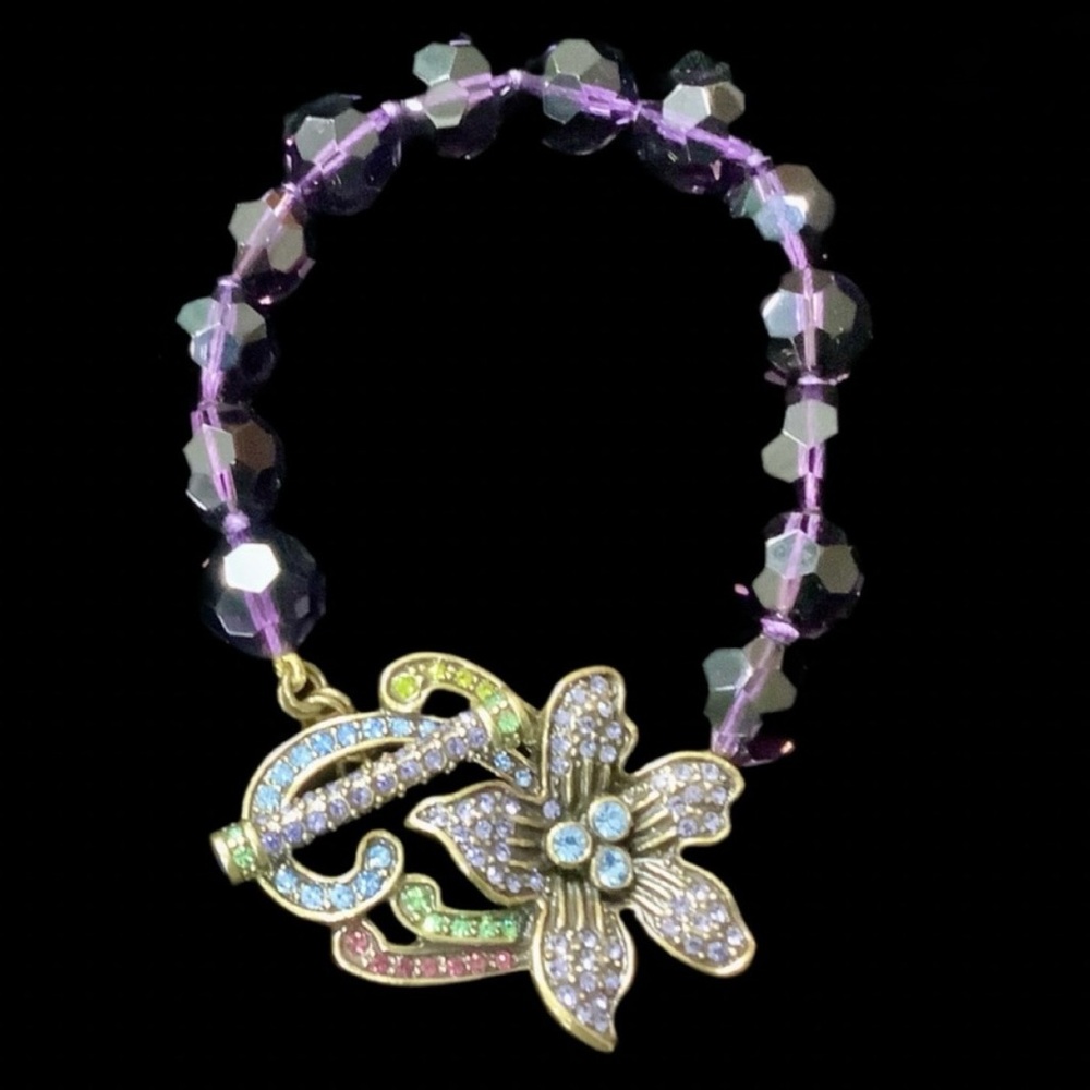 Heidi Daus - Elegant Multicolored Swarovski Crystal Floral Bracelet With Toggle